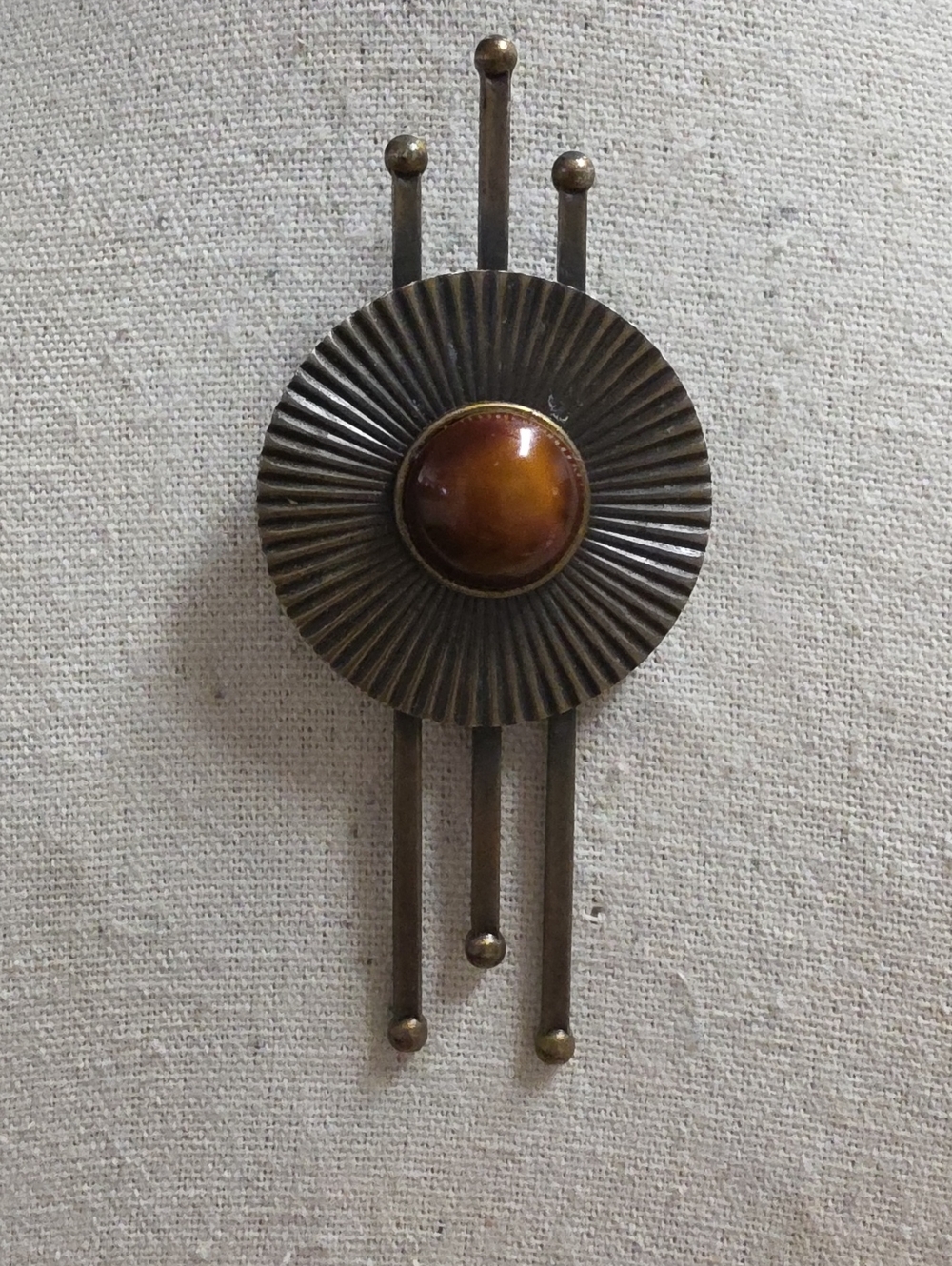 Vintage Mid-Century Modern Brutalist Sunburst Pin / Brooch
